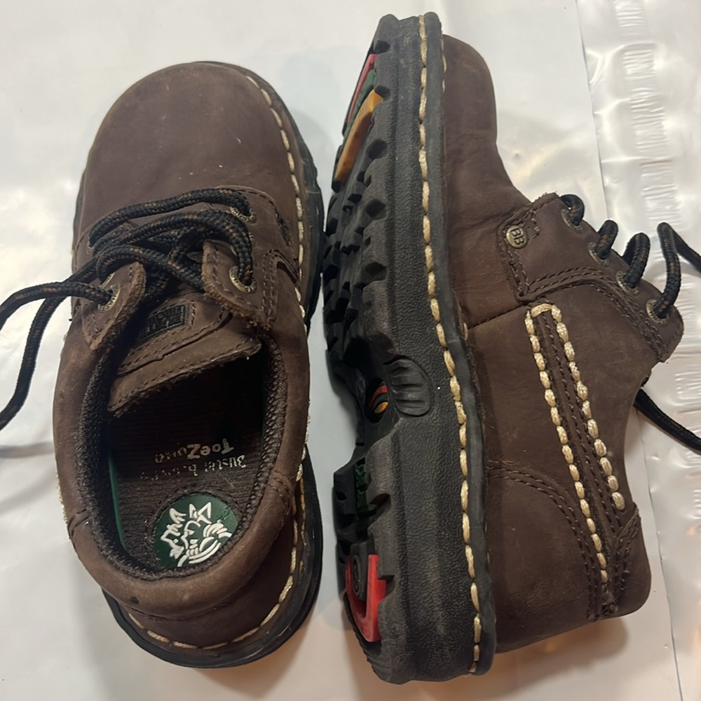 Buster brown Toddler boy 8M BEN lace up BROWN LEATHER dress shoes hiking boots